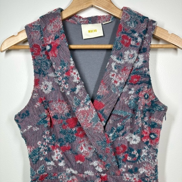 ANTHROPOLOGIE Maeve Purple Floral Sleeveless Jacquard Dress Size 0 - Picture 3 of 9